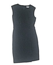 Calvin Klein black pinstripe Sleeveless Asymetric Lapel Dress 4 Women’s