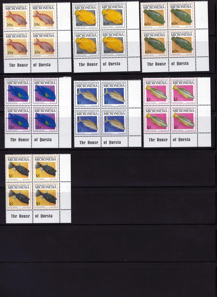 Micronesia 301-319A, 328-332 MNH Fish Definitive Blocks ZAYIX 0825L1763 - Image 2 of 3