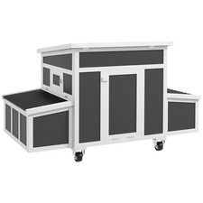 PawHut Wooden Chicken Coop with Nesting Box for 6 Chickens, Dark Gray