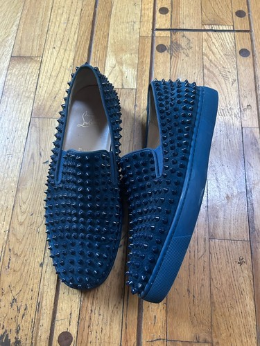 Christian Louboutin Navy Blau Spike Red Bottom Loafer Size 44EU 11M