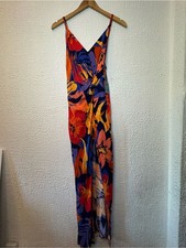 Forever 21 Tropical Floral Wrap Maxi Dress - Navy, Orange, Red, Purple