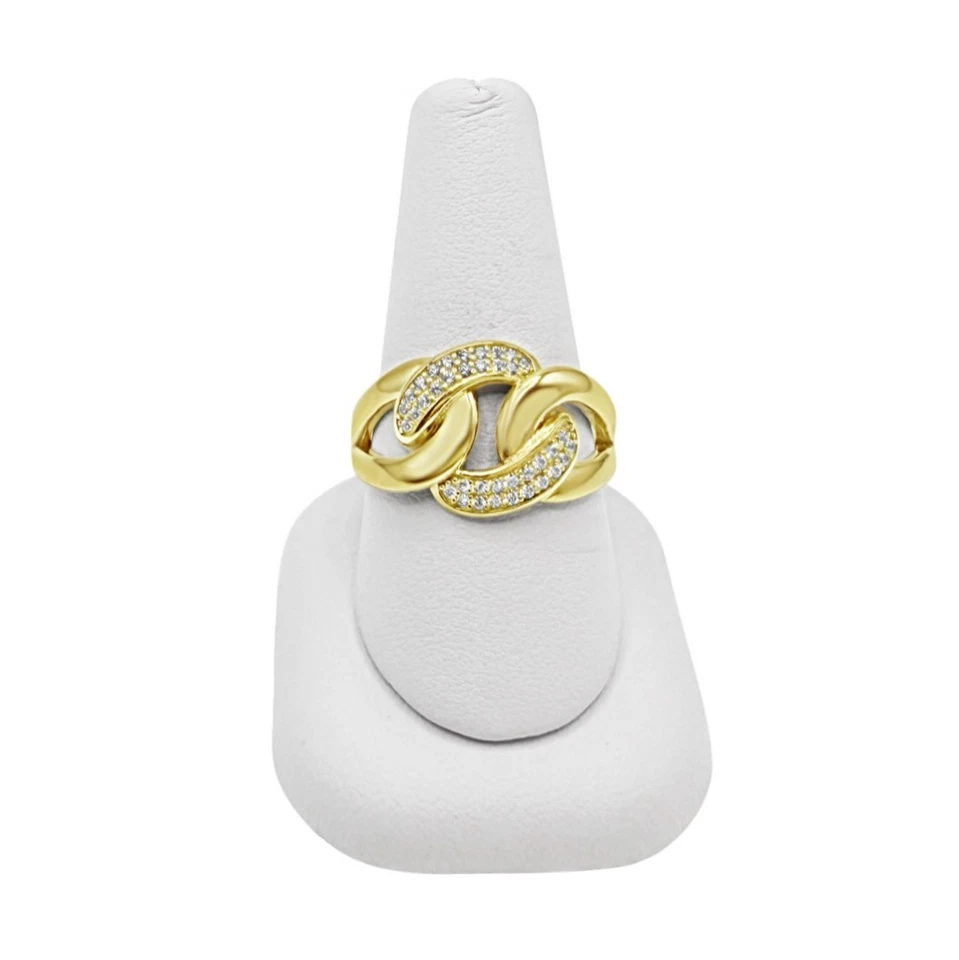 Anillo nudo cadena eslabón cubano oro amarillo 10K unisex Foto 3 de 4