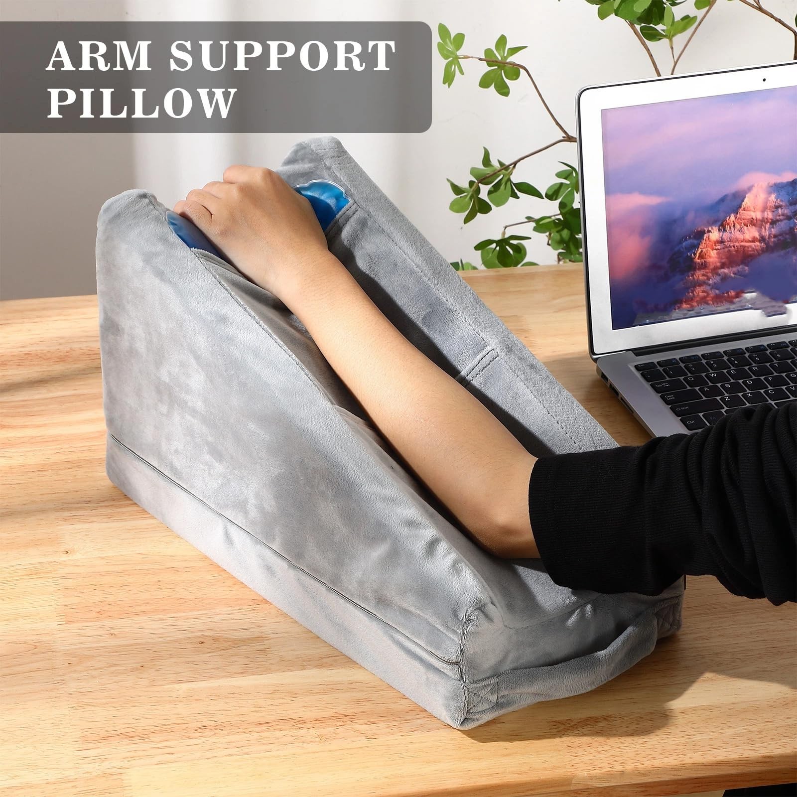 Buryeah Arm Elevation Pillow with 2 Pockets, Soft Ergonomic Support Pillow fo...
