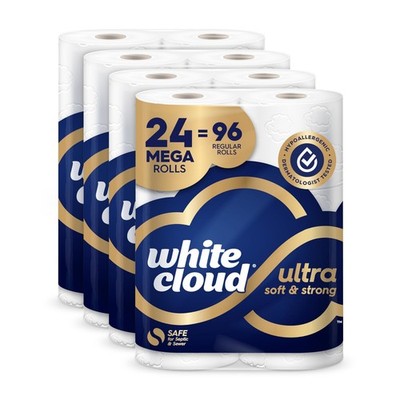 Ultra Soft Strong Toilet Paper - 4 Packs of 6 Mega Rolls = 96 Regular Rolls