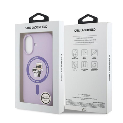 Karl Lagerfeld Liquid Silicone Karl and Choupette Case for iPhone 17 Purple