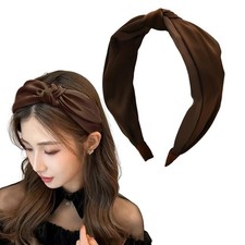 Wide Knotted Satin Headband for Brown Twisted Headband without Teeth Knotted ...