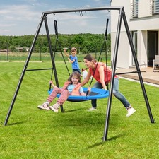 Metal Playground Swing Set Outdoor Kids Children Backyard w/ No-Fading Swing