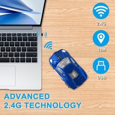 Blue Cool Sports Car Shaped Wireless Mouse 1600DPI Optical USB Receiver PC