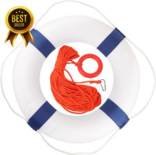 20 Inch Foam Life Preserver Ring with 98.4 Ft Floating Lifesaving Rope Throwable