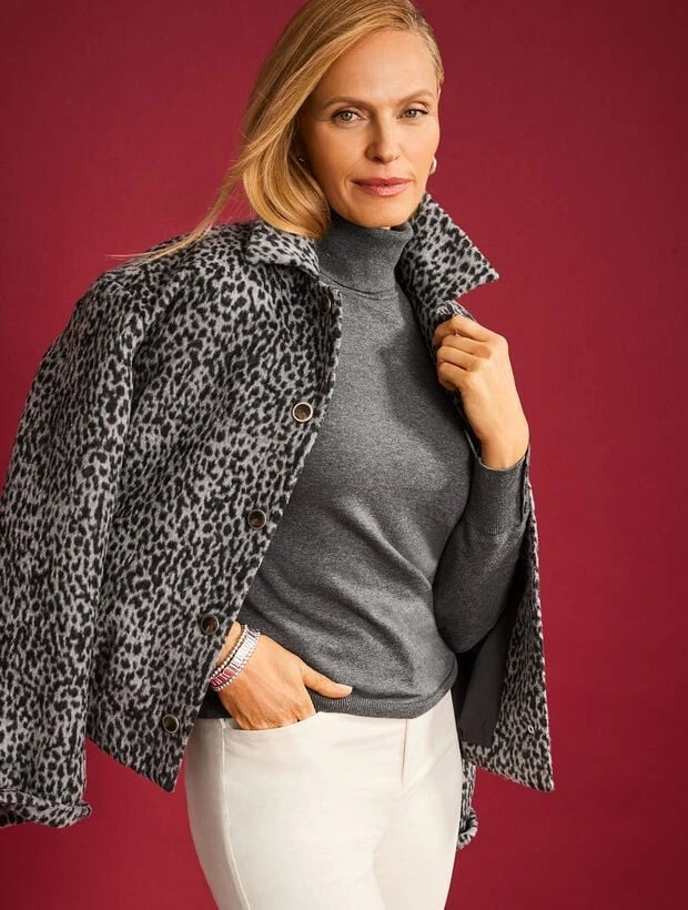 Brushed Jacket - Snow Leopard at Talbots, NWT $229, All size a available. - Image 3 of 3