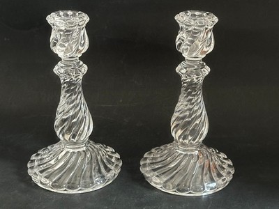 Baccarat Kristall Paar ''Bambou Tors'' Swirl super schwer Kerzenständer 2er Set