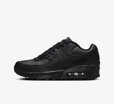 Nike Air Max 90 GS Leder Schwarz Triple Black Sneaker Schuhe CD6864-001