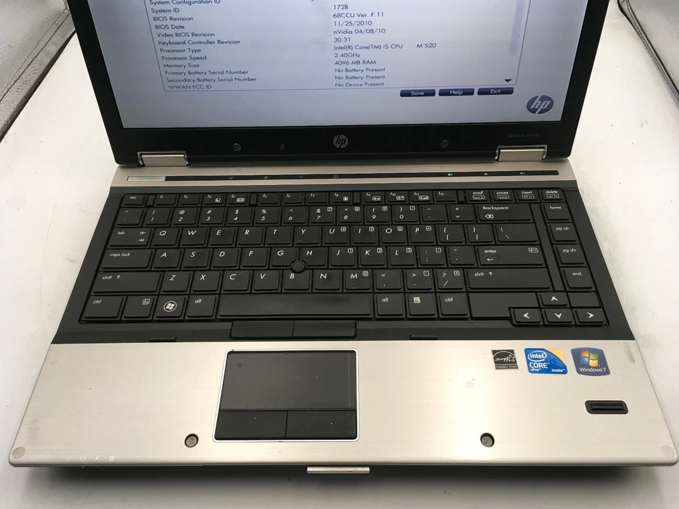 HP ELITEBOOK 8440P - BOOTS TO BIOS - INTEL I7 M460 - 6GB RAM - 14" -READ DESC-BB - Image 3 of 4
