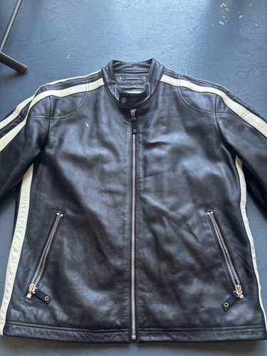 VTG Wilson’s Leather M. Julian Striped Moto Cafe Racer Motorcycle Jacket Men’s M - Picture 4 of 14