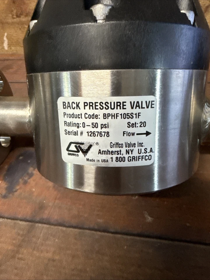 Griffco 1/2"NPT Back Pressure Valve 0-50psi 20# Set BPHF105S1F - Image 2 of 4