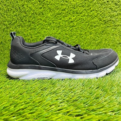 Under Armour Charged Assert 9 Mens Size 10 4E Black White Walking Shoes Sneakers