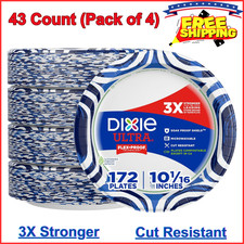 Dixie Ultra, Large Paper Plates, 10 Inch, 172 Count, 3X Stronger Microwave-Safe