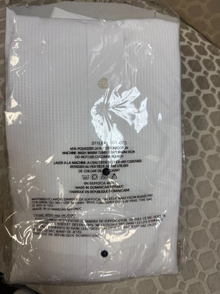 NEW White Wing Collar Button Down Tuxedo Shirt (Formal Events) - Image 2 of 4