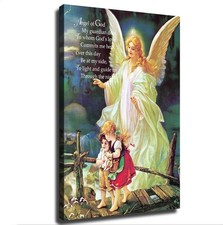 Guardian Angel of God Poem - Children on Bridge Religious Poster Painting Wall
