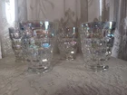 4 SET ~ Iridescent Vintage Federal Glasses Yorktown Colonial Thumbprint 4" JUICE
