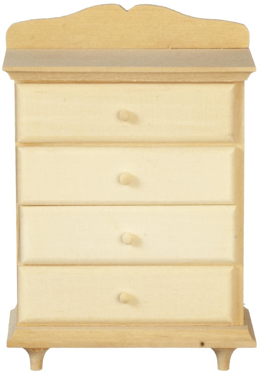 Dolls House Chest of Drawers Bare Wood Miniature Bedroom Furniture 1:12 Scale