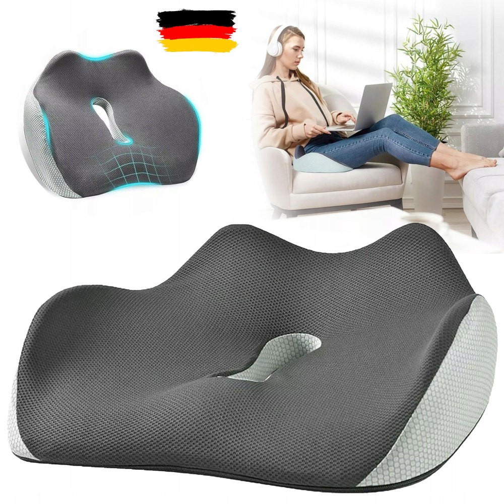 SITZKISSEN FÜR DAS AUTO ERGONOMISCHE LINDERUNG VON RÜCKENSCHMERZEN GRAU DE
