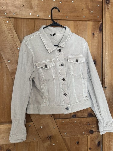 Maurices Women's Pixie Beige Denim Button Front Jacket Coat Cotton Size XL
