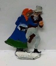 Vintage Heinrichsen German Flat Lead Figure Skater Couple Made In Germany