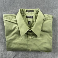 Arrow Wrinkle Free Poplin Mens 18 XXL Light Sage Green Short Sleeve Shirt