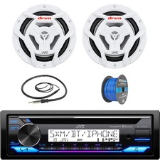 JVC USB AUX Marine Stereo Receiver, 2x 6.5" 150W Boat Speakers, Wire, Antenna