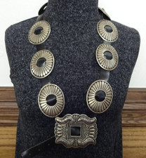 Signed Vintage Handmade FIRST PHASE REVIVAL Sterling Silver CONCHA BELT Concho