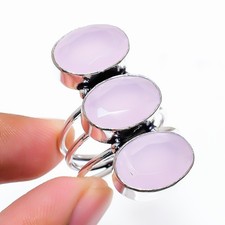 Rose Quartz Gemstone Handmade 925 Sterling Silver All Size Ring For Gift