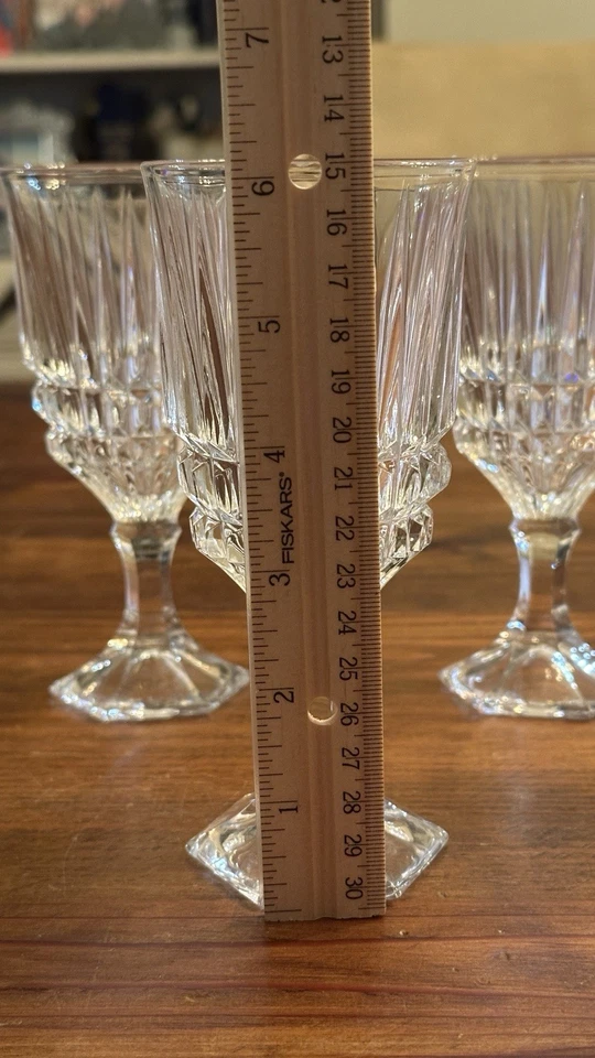 "Juego de 5 copas de vino vintage Fostoria Heritage transparente 24 % cristal de plomo 6-1/8""" Foto 4 de 4