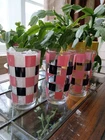 Retro Vintage Checker Pink/Black Federal Glass Drinking Bar Ware DrinkingGlasses