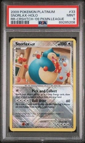 SNORLAX HOLO CROSS HATCH LEAGUE POKEMON PLATINUM RISING RIVALS 2009 33 PSA 9