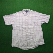 Tommy Hilfiger Golf Shirt Mens Large Light Blue Button Down Linen Summer Casual