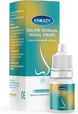 KNOXZY Saline Nasal Drops 10ml Instant Relief for Blocked Nose Nasal Drops For Children