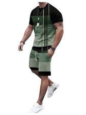 Men's 2 Piece Outfits Short Sets Short Sleeve T Shirt and Track Shorts Set Mu...