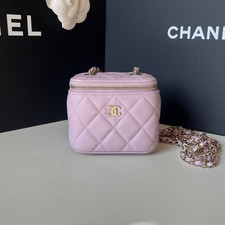 Chanel 24S Vanity Case Chain Bag Pink Purple Caviar Leather Quilted[Duties Paid]