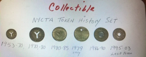 SIX -New York City Subway Tokens – Vintage NYCTA Transit Brass Token Lot - product listing photo