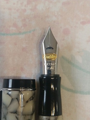 Conklin Duragraph Crack Ice Marble Grey, White Fountain Pen Medium Nib #5 - Picture 12 of 16