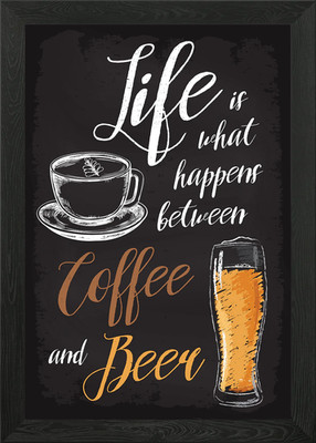 Life Happens Kaffee Bier Gerahmtes Wandbild Poster Leinwanddruck Bild