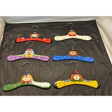 ZM Int  l Hand Painted Clown Hangers Whimsical Kids Lot 6 International