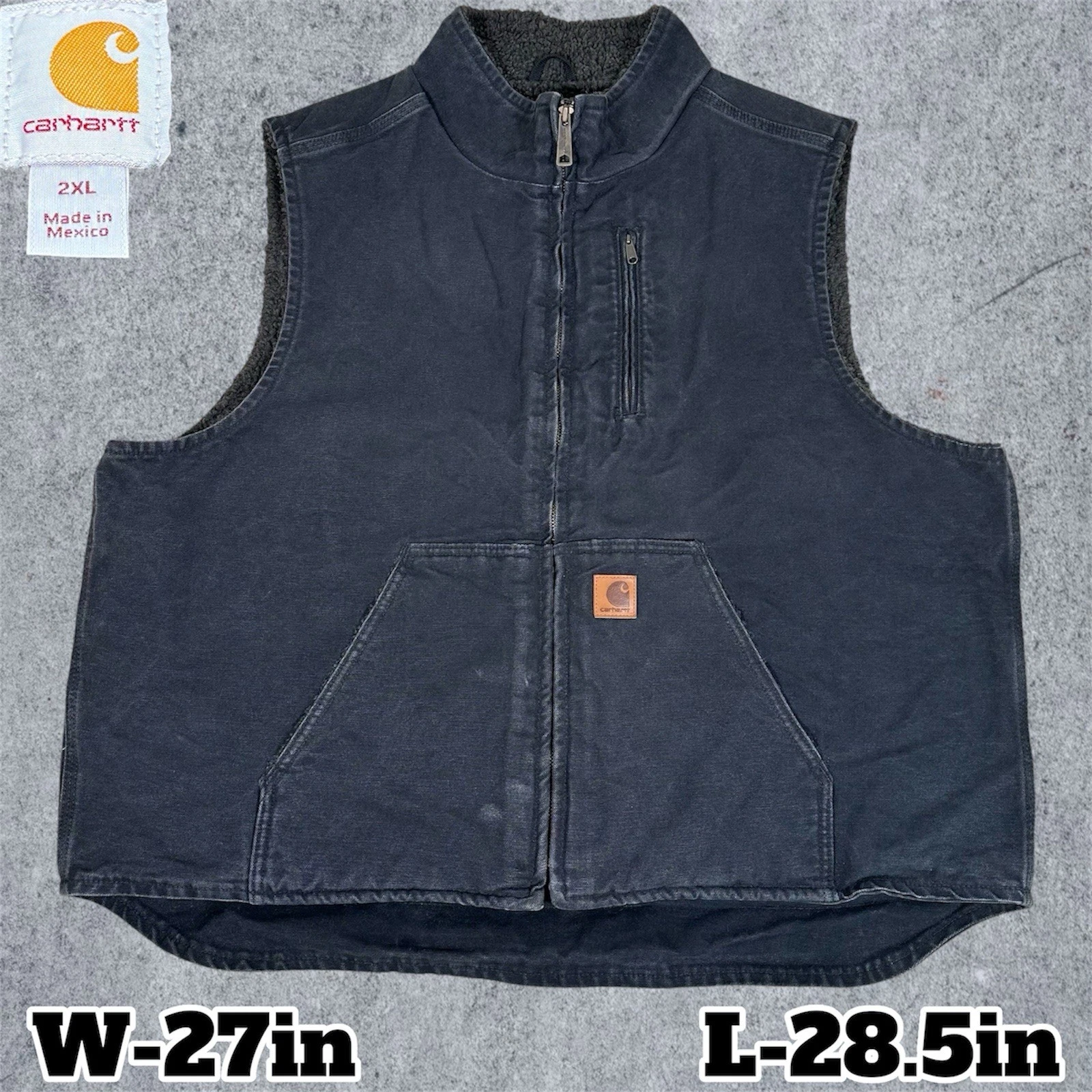 VTG Y2K Carhartt Vest Sherpa Lined Faded Black Duck V33-001 Men’s Size 2XL