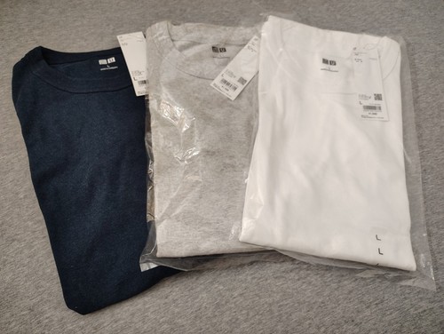 NEW Uniqlo Heavyweight Cotton Crew Neck Short Sleeve T-Shirt SET Sz M (Japan L)