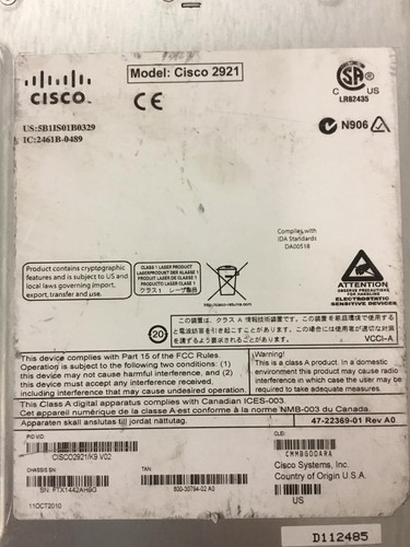 Cisco 2900 Series 2921/K9 Router usług zintegrowanych z kartą HWIC-2T, DZIAŁAJĄCY - Zdjęcie 10 z 12