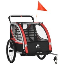 3-in-1 Bike Trailer for Kids Running Stroller with 2 Seats Jogging Cart