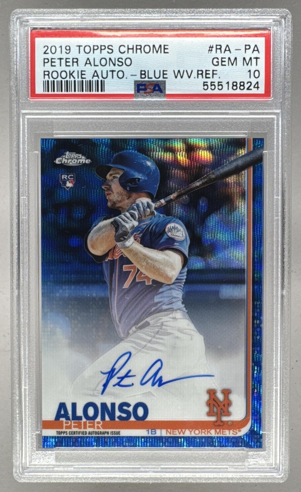 Peter Pete Alonso 2019 Topps Chrome Blue Wave Refractor Auto RC 114/150 PSA 10