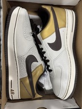 Nike Air Force 1 Premium 07 Cooper White Brown Gold Lace Up Low Top Leather DS 