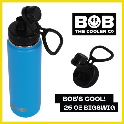 Bob The Cooler - 26oz "The Big Swig" Water Bottle - Airtight lid and clip. Blue - Picture 3 of 9